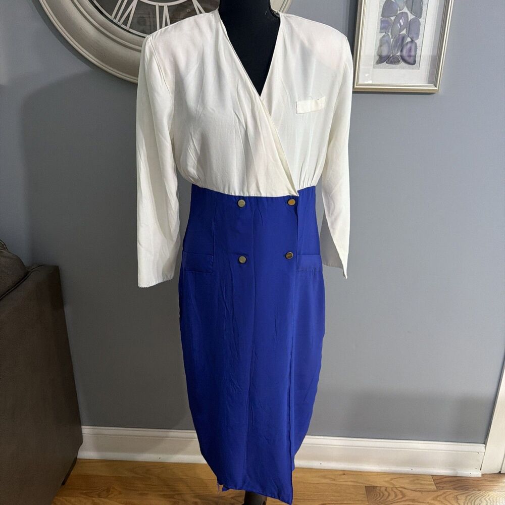 ITEMS︱USA︱WHITE &BLUE DRESS︱VINTAGE︱LONG︱1980'S